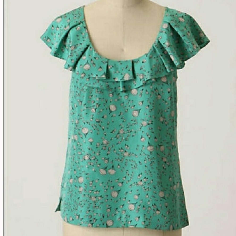 Anthropologie “Tandem Jump” Silk Blouse